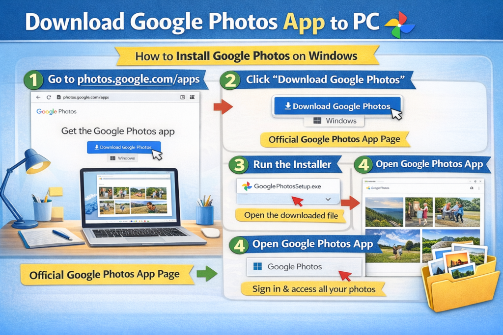 Download Google Photos app to PC