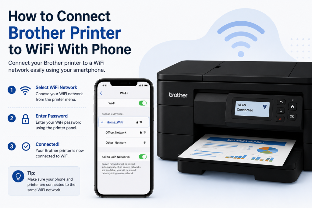 How to connect Brother printer to WiFi with phone using wireless network setup